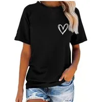 Banco T-Shirt Damen Kurzarm Love Liebe Herz Unifarben Premium T-Shirt