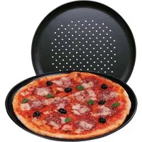 EUROHOME Pizzablech Ofenbackblech rund - Pizzaform - Pizzapfanne - Ofen Form - Backform, Karbonstahl, (1-St., Pizza Backblech Ø 33 cm), Pizzabackblech antihaft - hitzebeständig