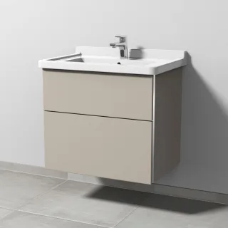 Sanipa 3way Waschtischunterbau zu Duravit Starck 3 Waschtisch mit 2 Auszügen, Kaschmir-Matt BP7101U