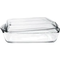Pasabahce Auflaufform Pasabahce 59009 Auflaufform Servierform rechteckig aus Glas mit Deckel