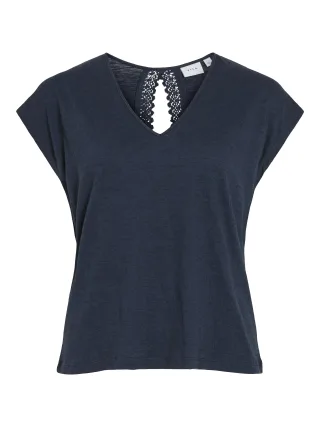 VILA - VISYMA V-NECK C/S TOP/1 Navy Blazer - Gr. - XS