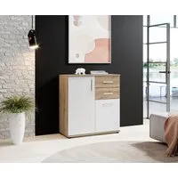 HBZ Kommode BC-Drift-2, Universalschrank Stellmaß BxHxT 80x84x35 cm (1 St), Kommode mit 2 Türen, 2 Schubkästen, 1 Einlegeboden