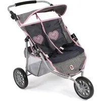 CHIC2000 Puppenwagen 697 26 Zwillings-Jogger, Melange grau-navy