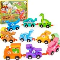 hapikids Lernspielzeug Dinosaurier-Holzzug Lernspielzeug 11-teilig für Kinder ab 3 Jahren (Dinosaurier-Holzzug Lernspielzeug 11-tlg., 11-St., Dinosaurier-Holzzug Montessori Lernspielzeug 11-teilig), Lernspielzeug Frühkindliche Bildung Zahlen- und Far