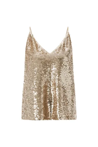 Rich & Royal - Sequin Top caffee latte - Gr. - 38