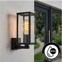 hofstein Außen-Wandleuchte Außenwandlampe aus Metall/Glas in Schwarz/Klar, ohne Leuchtmittel, Leuchte im Industrial-Design für Garten/Außenfassade, E27, IP44