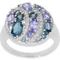 Firetti Fingerring Schmuck Geschenk Silber 925 DamenringMystic Galaxy, mit Tansanit, London Blue Topas, Weißtopas