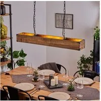 hofstein Pendelleuchte »Spezia« Hängelampe aus Metall/Holz in Schwarz/Natur, ohne Leuchtmittel, mit Holzstab, Ketten-Gliedern u. verstellbaren Leuchtenschirmen, E27