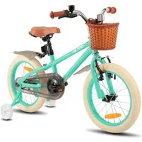 HILAND Kinderfahrrad 14 16 18 Zoll Kinderfahrrad, Kinderfahrrad für Mädchen, mit Stützrädern, Handbremse und Rücktrittbremse, Korb