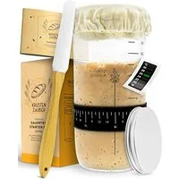 Krustenzauber Fermentationsglas Brotbackform Sauerteig Starter Set - Gärglas mit Spatel u. Thermometer, (1-tlg)