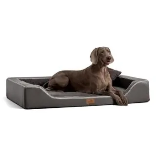Tierlando ® Orthopädisches LUXUS-Hundebett MELODY LATEX Soft Kunstleder Velours schwarz/ graphit 1 m, 22 cm, 75 cm