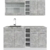 Vicco Küchenzeile R-Line, Beton/Weiß, AP Marmorn