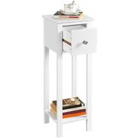 Yaheetech Nachttisch Schmaler Sofatisch (1-St), Beistelltisch mit Schublade und offener Ablage, 25 × 25 × 70 cm