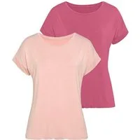 Vivance Kurzarmshirt mit Gummizug im Bund (2er-Pack) Sommershirts aus weichem Viskose-Stretch