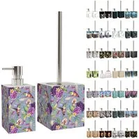 Sanilo Badaccessoire-Set mit Motiv, viele schöne Seifenspender und WC Bürsten zur Auswahl, Klobürste mit auswechselbaren Bürstenkopf, 2 tlg., 2-tlg., Desinfektionsspender mit stabiler Pumpe, hochwertig & modern