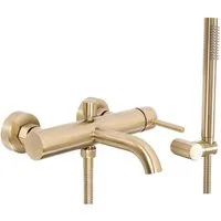 wohnwerk.idee Wannenarmatur Badewannenarmatur Gold, Messing Einhebelmischer mit Stabhandbrause