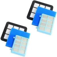 Trade-Shop Filter-Set 2x passend für Philips Power Pro Compact / Active FC 9332 FC 9333, Zubehör für Philips FC8010/01, FC 8010, HEPA Abluftfilter, waschbarer Motorfilter, Schaumstoffilter