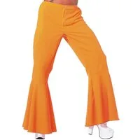 Metamorph Kostüm Disco Schlaghose für Herren orange, 70er Jahre Stretchhose für jede Passform