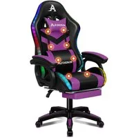 ALFORDSON Gaming-Stuhl ergonomisch mit Lendenwirbelstütze, Kopfstütze & 8-Punkt-Massage (1 St), Höhenverstellbar, neigbar, für Erwachsene, Mädchen und Jungen – Lila