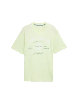 Tom Tailor - T-Shirt mit Logo-Print lime cream green - Gr. - S