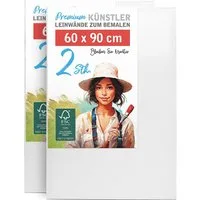 M MERCEO Leinwand, 2er-Set Leinwand 60x90cm (zum Bemalen, Baumwolle, Keilrahmen, 280g/m)