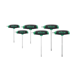 Wiha Stiftschlüssel mit Quergriff Set ComfortGrip TORX 6-teilges Set mit Seitenabtrieb, mattverchromt - 45622