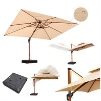 PURPLE LEAF Sonnenschirm Außenbereich Holzoptik Rechteckig Ampelschirm mit Ständer, LxB: 400,00x300,00 cm, Holzmaserung, für Garten,Terrasse, Pool