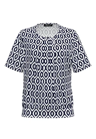 FRANK WALDER - Blusenshirt NOS aus Ecovero Viskose ink/ecru - Gr. - 36