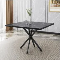 OKWISH Esstisch 98x75x98 cm aus MDF und Metall – quadratisch (Packung, 1-St., für 4-6 Personen, Mid-Century Stil, für Küche, Esszimmer & Büro), Platzsparendes Design für den täglichen Gebrauch