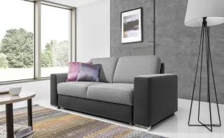 Sofa 2-Sitzer JUNES Webstoff Grau / Hellgrau 180x90x91 cm