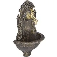 relaxdays Gartenbrunnen Wandbrunnen antik, Bronze