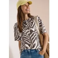 CECIL Print-Shirt Ausbrenner-Optik, elastischer Saum, Viskosemix