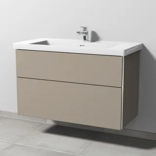 Sanipa 3way Waschtischunterbau zu Villeroy & Boch Subway 3.0 Waschtisch mit 2 Auszügen, Sandgrau-Mat BS84967