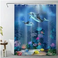 Coonoor Duschvorhang Anti-Schimmel Wasserdicht Polyester Stoff Waschbar Bad Vorhäng Breite 180 cm
