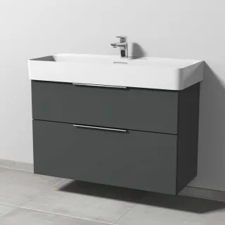 Sanipa 3way Waschtischunterbau zu Laufen VAL Waschtisch mit 2 Auszügen, Anthrazit-Matt UM82422