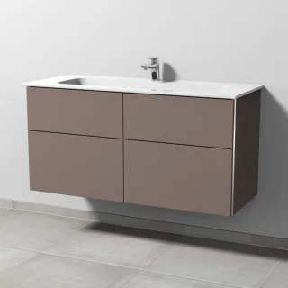 Sanipa 3way Keramik-Set Design Keramik-Waschtisch und Unterbau mit 4 Auszügen, Taupe-Matt BP4821T