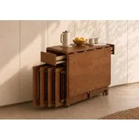 oleyluckidea Esstisch klappbar Massivholz Klapptisch 130 cm mit Stauraum & Rollen Nussbaum (4-St., ein Esstisch), Breite 13Ocm