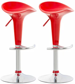 Barhocker Hocker 2er Set - Nr 120 - Kunstoff Rot