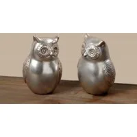 BOLTZE GRUPPE GmbH Tierfigur Dekofigur Eule Waldkauz 2 sortiert Polyresin silber H.8 cm Stückpreis