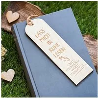 Spruchreif® Lesezeichen Lesezeichen aus Holz mit Gravur und Lederband, Hölzernes Lesezeichen