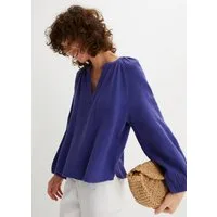bonprix Shirtbluse Oversize-Passform, mit V-Ausschnitt, aus Baumwolle, 3/4-Ärmeln