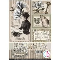 Ciao Bella Motivpapier Papier-Set Typographic, 9 Blatt, A4