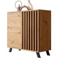 Newroom Kommode Wildeiche 80 cm, Wildeiche Sideboard Modern Wandpaneel Vintage Highboard Anrichte