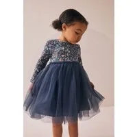 Next Partykleid Mesh-Partykleid mit langen Ärmeln (1-tlg)