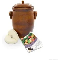 KERAZO Fermentationsglas KERAZO 10L Gärtopf Sauerkrauttopf Gurkentopf Rumtopf inkl Deckel+Stein, Keramik, Mit Wasserrinne, robuste Keramik, lebensmittelecht, für Sauerkraut