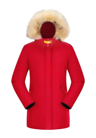 Subprime-Parka für Frauen. Der Parka besteht aus hochwertigem Polyester und hat ein warmes Innenfutter. Er ist ideal für die kalten Wintermonate. Der Pelzkragen besteht aus Kunstpelz und ist abnehmbar. Die Jacke hat einen Reißverschluss von oben nach