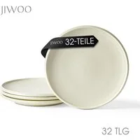 JIWOO Speiseteller 4er Ø21,8cm, Frühstücksteller Pastateller Teller Brotteller Plate, (32 St), Hochwertiges Tellerset Weiß Mikrowellenofen Spülmaschine Ø 21,8cm