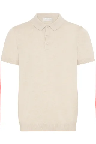 Casual Friday - CFBELLS SS POLO KNIT summer sand melange - Gr. - XXL