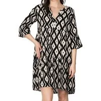 DENIMFY Sommerkleid Damen Kleid DFFrida A-Linie 3/4 Arm Freizeitkleid mit V-Ausschnitt aus 100% Viskose