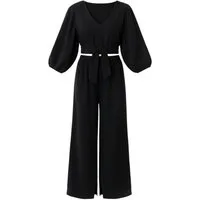 WENOR Crop-Top Set Damen Musselin-Zweiteiler mit Hose, Wickel-Top & V-Ausschnitt (2-tlg., Zweiteiliges Set) Bindeband vorn, Raffdetails an Schultern